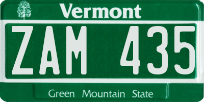 VT license plate ZAM435