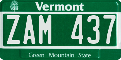 VT license plate ZAM437