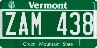 VT license plate ZAM438