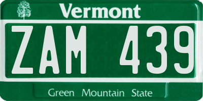 VT license plate ZAM439