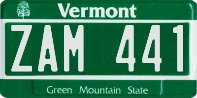 VT license plate ZAM441