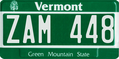 VT license plate ZAM448