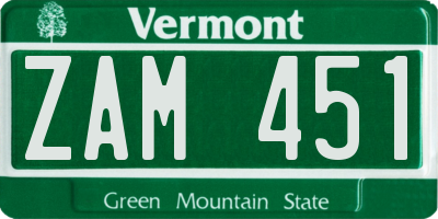 VT license plate ZAM451