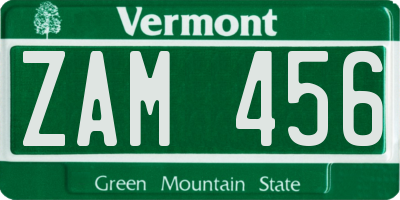 VT license plate ZAM456
