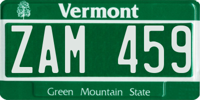 VT license plate ZAM459