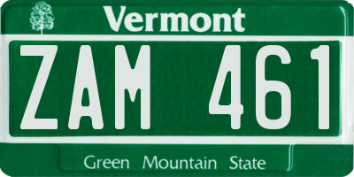 VT license plate ZAM461