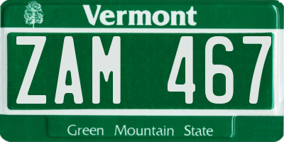 VT license plate ZAM467