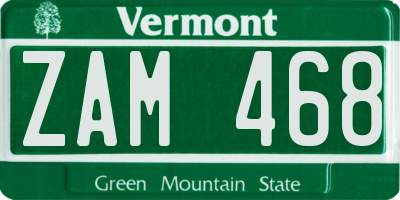 VT license plate ZAM468