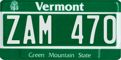 VT license plate ZAM470
