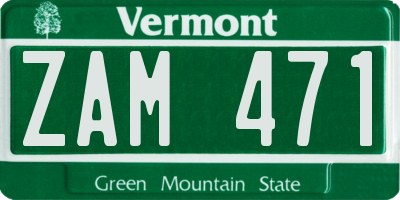 VT license plate ZAM471