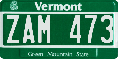 VT license plate ZAM473