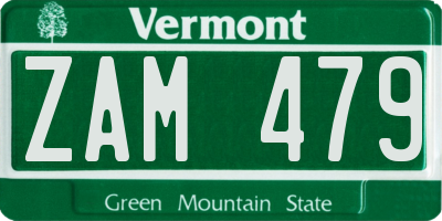 VT license plate ZAM479