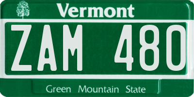 VT license plate ZAM480