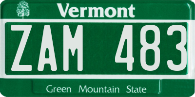 VT license plate ZAM483