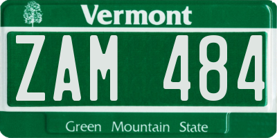 VT license plate ZAM484