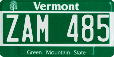 VT license plate ZAM485