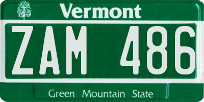 VT license plate ZAM486
