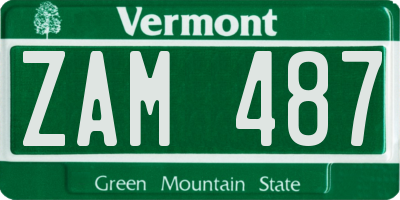 VT license plate ZAM487