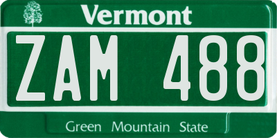 VT license plate ZAM488