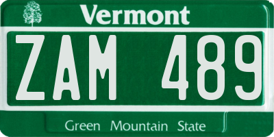 VT license plate ZAM489