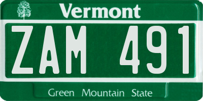 VT license plate ZAM491