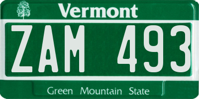 VT license plate ZAM493