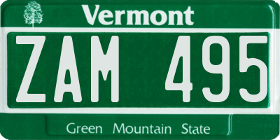 VT license plate ZAM495