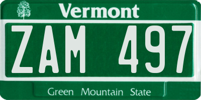 VT license plate ZAM497