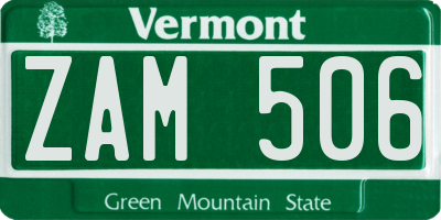 VT license plate ZAM506