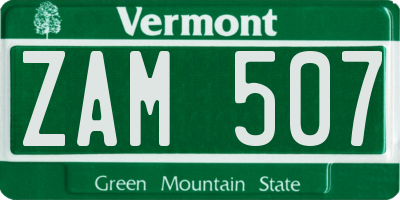VT license plate ZAM507