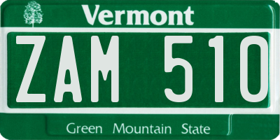 VT license plate ZAM510