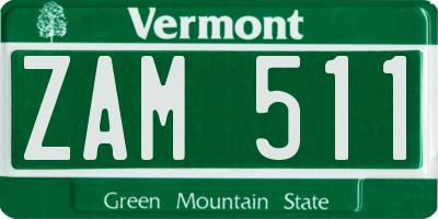VT license plate ZAM511