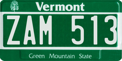 VT license plate ZAM513