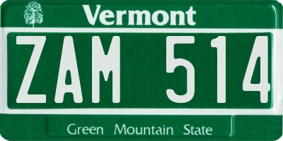 VT license plate ZAM514