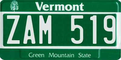 VT license plate ZAM519