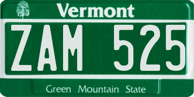 VT license plate ZAM525