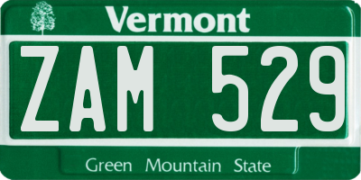 VT license plate ZAM529