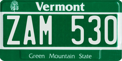 VT license plate ZAM530