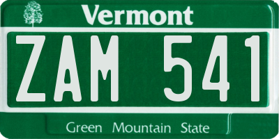 VT license plate ZAM541