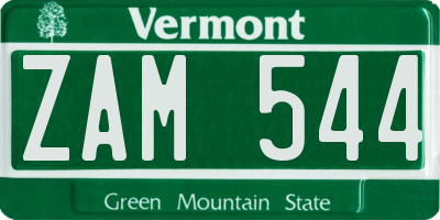 VT license plate ZAM544
