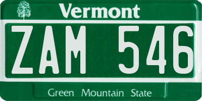 VT license plate ZAM546