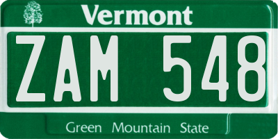 VT license plate ZAM548
