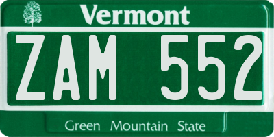 VT license plate ZAM552