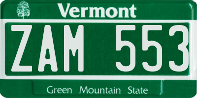 VT license plate ZAM553