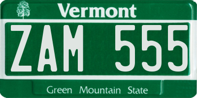 VT license plate ZAM555