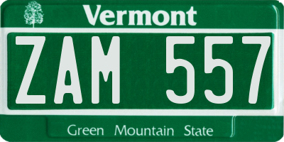 VT license plate ZAM557