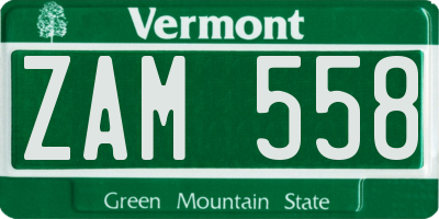 VT license plate ZAM558