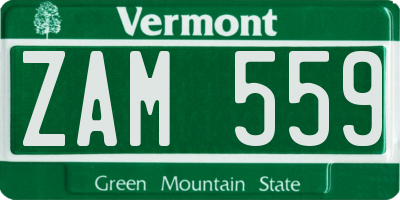 VT license plate ZAM559