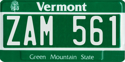VT license plate ZAM561