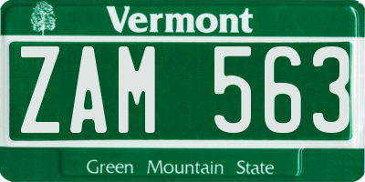 VT license plate ZAM563